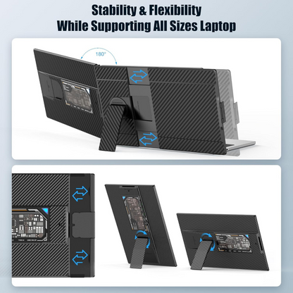 Portable Extendable Monitor Qova® 15.6", FHD IPS Display for 13"-17.3" Laptops, Ultra-Slim Design, 1080p, USB-C/HDMI, External Screen for Laptop, Gaming, Office, Travel, Compatible with Windows/Mac/Linux/Switch/PS5, Plug & Play