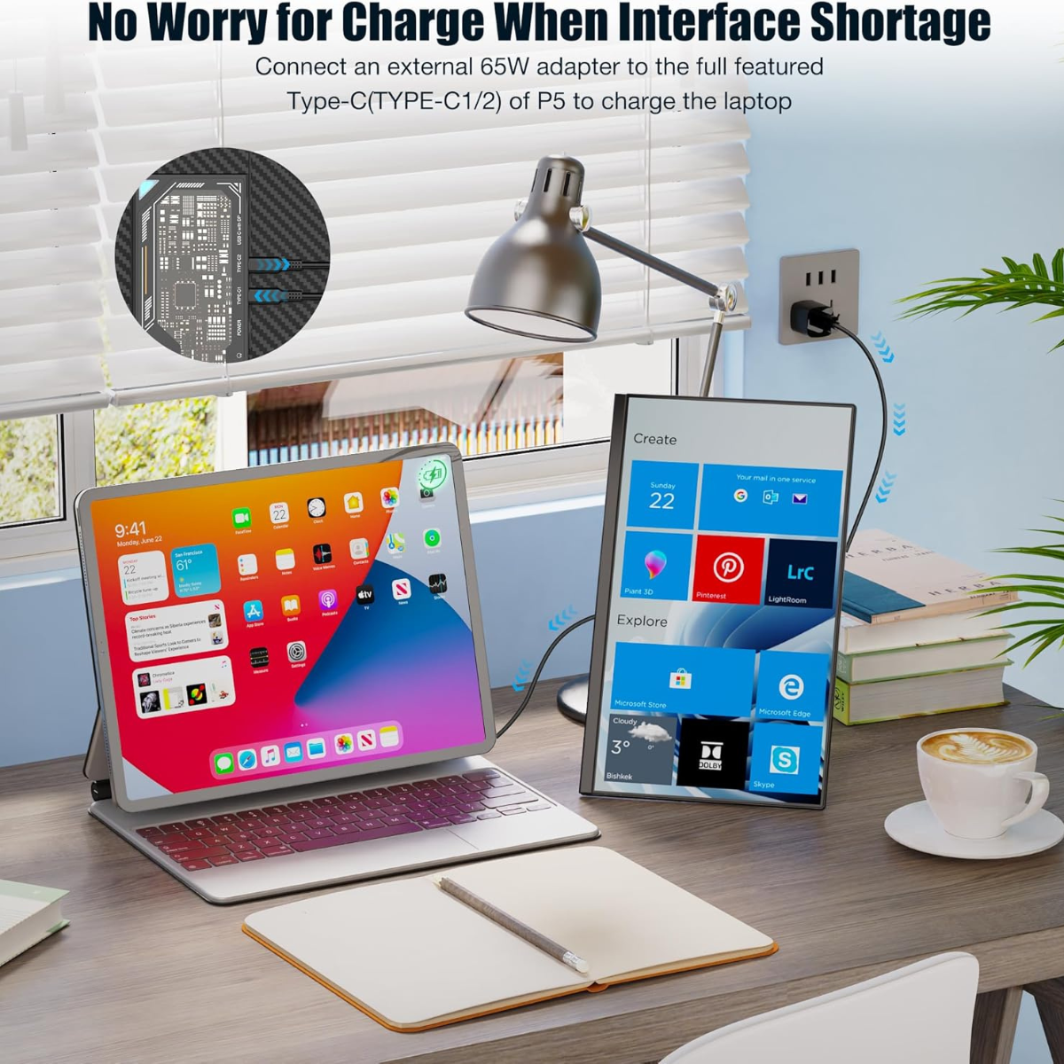 Portable Extendable Monitor Qova® 15.6", FHD IPS Display for 13"-17.3" Laptops, Ultra-Slim Design, 1080p, USB-C/HDMI, External Screen for Laptop, Gaming, Office, Travel, Compatible with Windows/Mac/Linux/Switch/PS5, Plug & Play