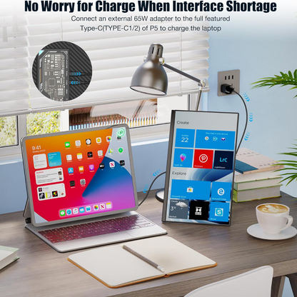 Portable Extendable Monitor Qova® 15.6", FHD IPS Display for 13"-17.3" Laptops, Ultra-Slim Design, 1080p, USB-C/HDMI, External Screen for Laptop, Gaming, Office, Travel, Compatible with Windows/Mac/Linux/Switch/PS5, Plug & Play