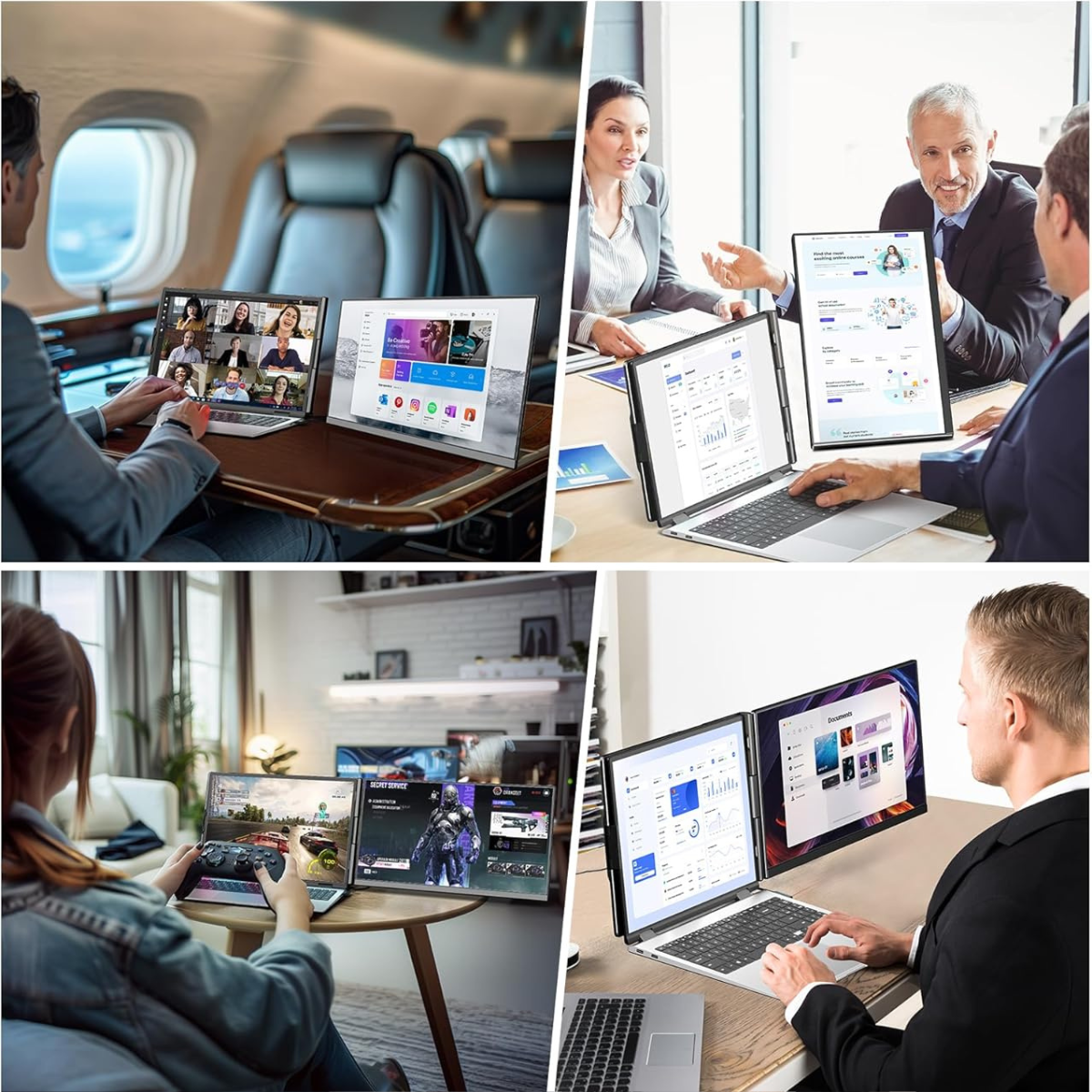 Portable Extendable Monitor Qova® 15.6", FHD IPS Display for 13"-17.3" Laptops, Ultra-Slim Design, 1080p, USB-C/HDMI, External Screen for Laptop, Gaming, Office, Travel, Compatible with Windows/Mac/Linux/Switch/PS5, Plug & Play