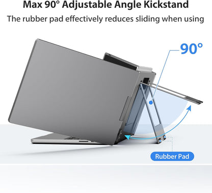 Extendable and Portable Laptop Monitor, 14-Inch FHD 1080P IPS Display, 360° Foldable, Dual Portable Extended Monitor Compatible with iOS, Android, Windows, and Mac, with USB-C and Mini HDMI Ports, Portable and Multifunctional Design, Plug & Play Extender