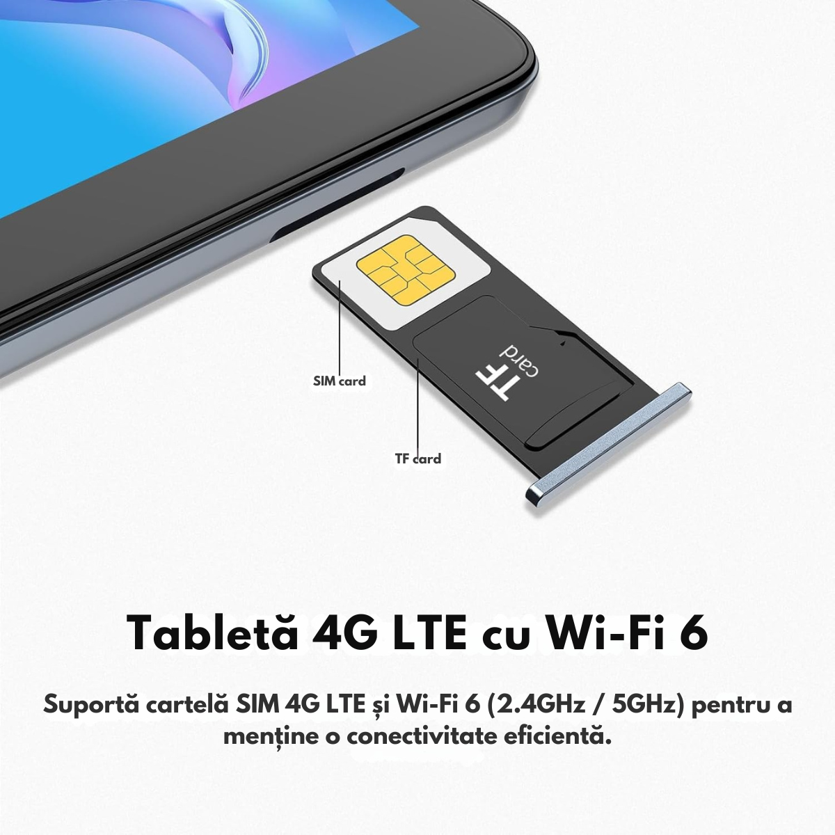 Tableta Android 15 VisionHub® 10.1 inch - 12GB RAM (6+6GB Extensibil), 128GB ROM, Octa-Core T606, 4G LTE + WiFi 5G, Camera Duala 8MP + 5MP, Baterie 8000mAh, Ecran IPS HD 1280x800, Bluetooth 5.0, GPS, USB-C