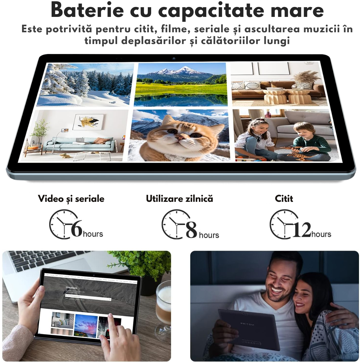 Tableta 10 Inchi VisionHub® Tronpad - Android 13, Performanta Rapida, Ecran HD IPS, Android 13, 64GB Stocare, 4GB RAM, Baterie 6000mAh, Camera Duala, USB-C, GPS, Wi-Fi