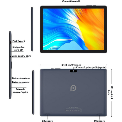 Tableta 10 Inchi VisionHub® Tronpad - Android 13, Performanta Rapida, Ecran HD IPS, Android 13, 64GB Stocare, 4GB RAM, Baterie 6000mAh, Camera Duala, USB-C, GPS, Wi-Fi