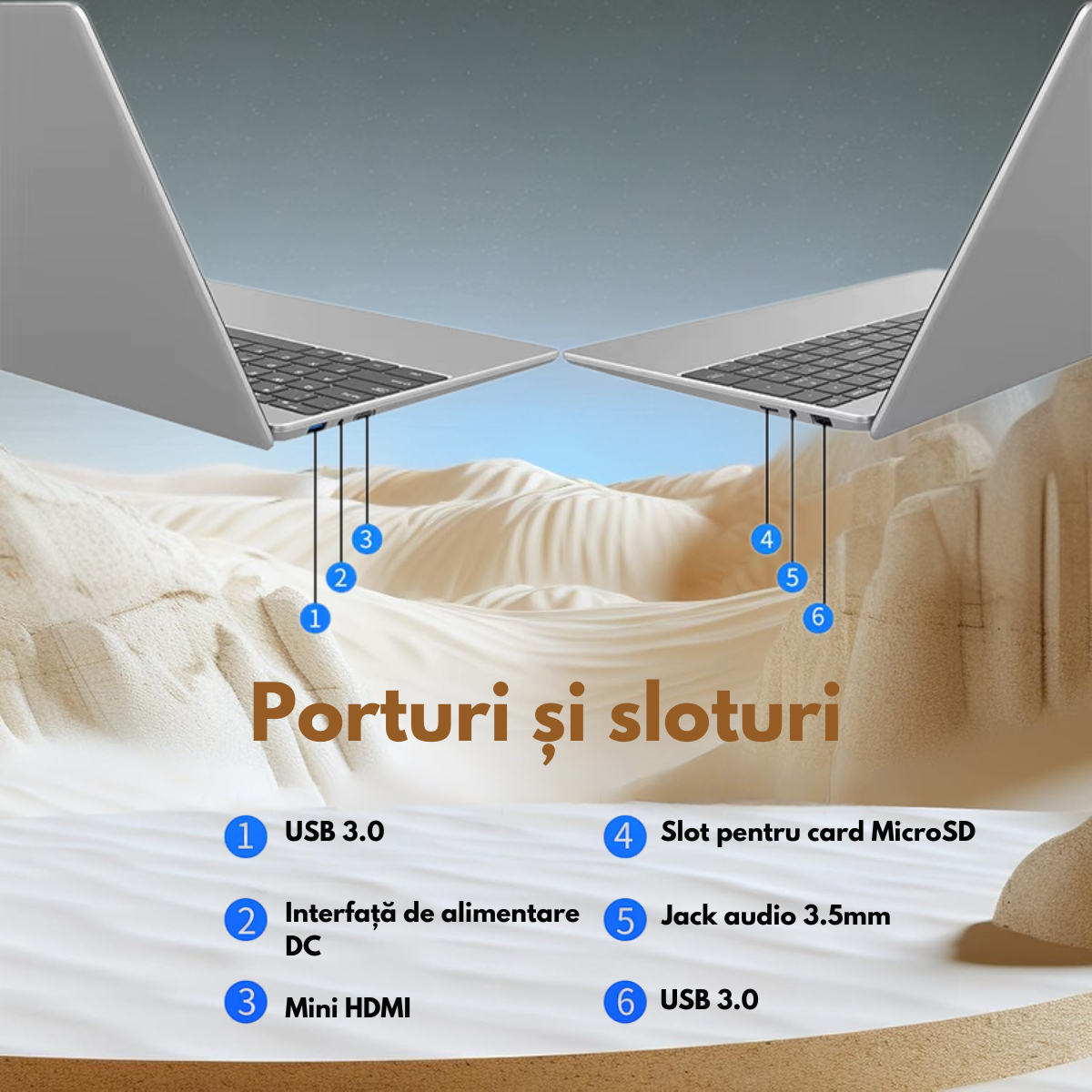 Laptop Ultra-Performant 15.6” IPS FHD (1920x1080), Intel N95 (12th Gen) pana la 3.4GHz, 8GB RAM, 256GB SSD (Extensibil pana la 2TB), Windows 11, Baterie 10000mAh, WiFi & Bluetooth 5.2, Tastatura Full Size cu Cititor Amprenta, 4 Difuzoare Stereo, HDMI, USB
