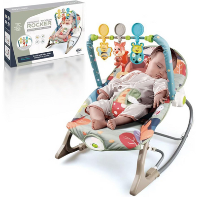 Balansoar si scaun electric 3 in 1 pentru bebelusi, VisionHub®, Multifunctional cu Cantece si vibratii linistitoare, Centura in 3 puncte si Spatar Reglabil, bara cu jucarii, husa detasabila, 0-18kg, Gri