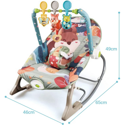 Balansoar si scaun electric 3 in 1 pentru bebelusi, VisionHub®, Multifunctional cu Cantece si vibratii linistitoare, Centura in 3 puncte si Spatar Reglabil, bara cu jucarii, husa detasabila, 0-18kg, Gri