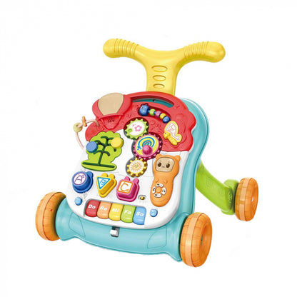 Antemergator Multifunctional 2 in 1, cu Centru de Activitati Educational si Telecomanda cu melodii, Masuta interactiva detasabila, Multiple Moduri de joaca, cu Sunete si Lumini, Multicolor