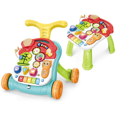 Antemergator Multifunctional 2 in 1, cu Centru de Activitati Educational si Telecomanda cu melodii, Masuta interactiva detasabila, Multiple Moduri de joaca, cu Sunete si Lumini, Multicolor