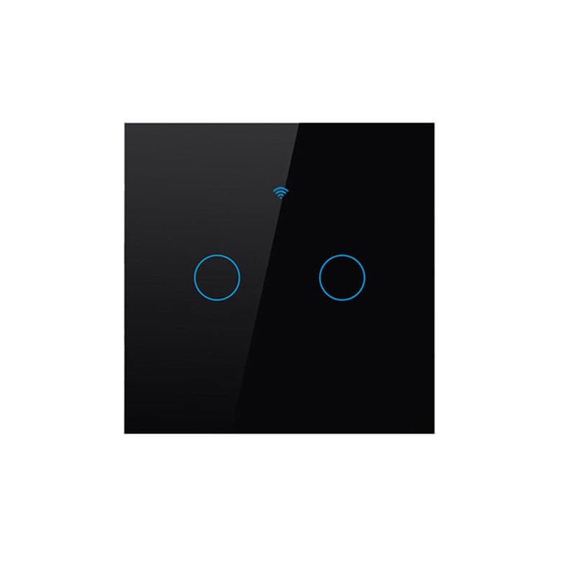 Intrerupator inteligent cu touch, Wireless, VisionHub®, Wi-fi, 2 Canale, Sticla Securizata, Compatibil iOS/Android, Tuya, Amazon Alexa/Google Assistant, Negru