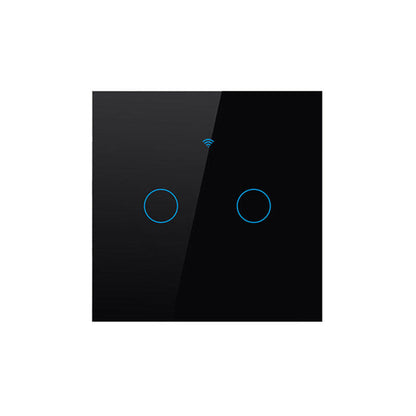 Intrerupator inteligent cu touch, Wireless, VisionHub®, Wi-fi, 2 Canale, Sticla Securizata, Compatibil iOS/Android, Tuya, Amazon Alexa/Google Assistant, Negru