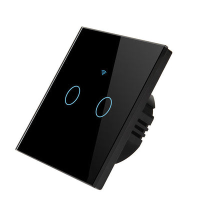 Intrerupator inteligent cu touch, Wireless, VisionHub®, Wi-fi, 2 Canale, Sticla Securizata, Compatibil iOS/Android, Tuya, Amazon Alexa/Google Assistant, Negru