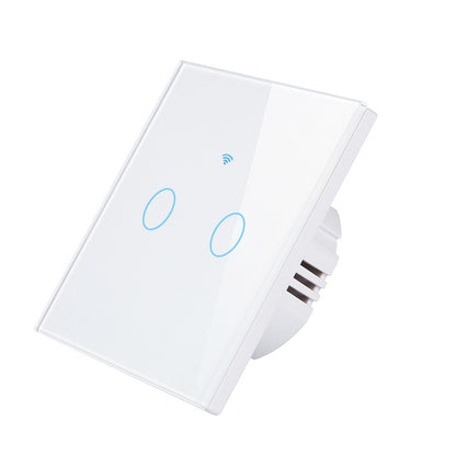 Intrerupator inteligent cu touch, Wireless, VisionHub®, Wi-fi, 2 Canale, Sticla Securizata, Compatibil iOS/Android, Tuya, Amazon Alexa/Google Assistant, Alb