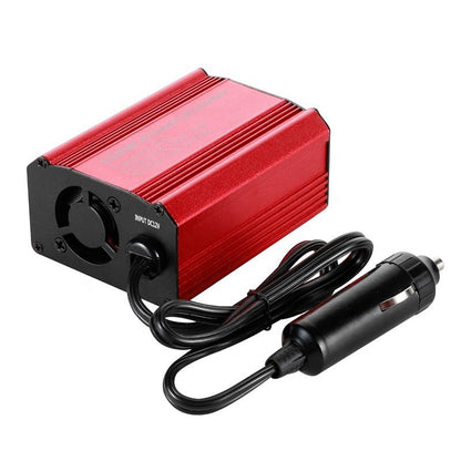 Invertor auto pentru masina 150w, VisionHub®, 12V pana la 220V, Convertor tensiune, adaptor priza bricheta auto, port usb cu incarcare rapida, 2.1A Dual USB, Rosu