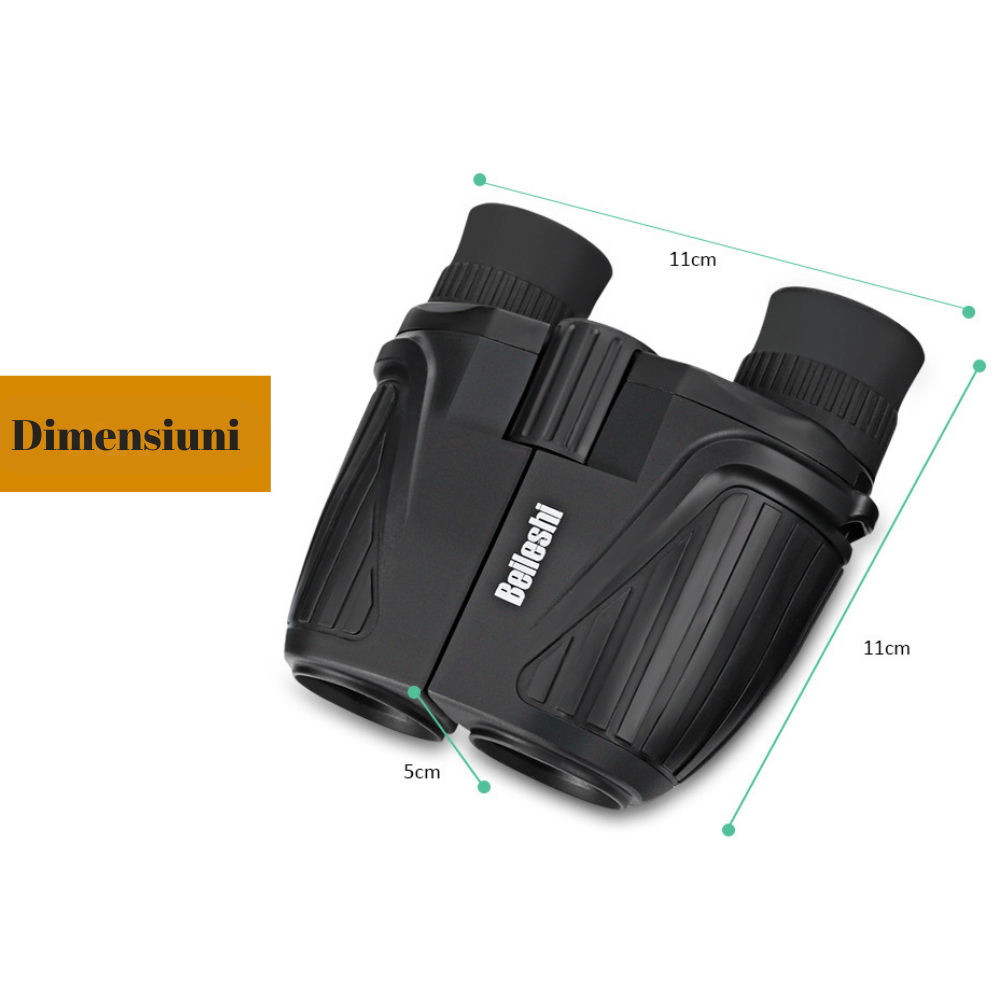 Binoclu compact, Viziune de zi/noapte, VisionHub®, Vedere nocturna in luminozitate scazuta, Rezistent La Apa, Pentru Adulti Si Copii, Observarea Pasarilor, Vanatoare, Calatorii, Negru