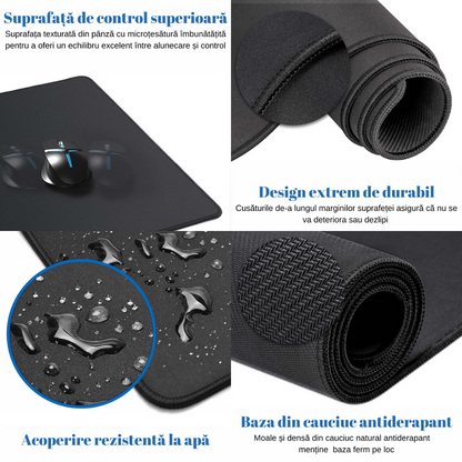 MousePad mare, VisionHub®, Suprafata moale, Baza Anti-Alunecare Cauciucata, Impermeabil pentru protectie birou, 800x300x4mm