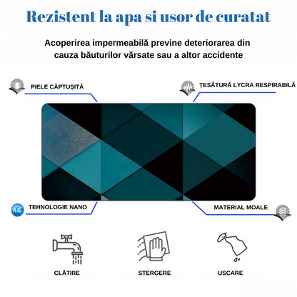 MousePad mare, VisionHub®, Suprafata moale, Baza Anti-Alunecare Cauciucata, Impermeabil pentru protectie birou, 800x300x4mm, Albastru