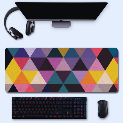 MousePad mare, VisionHub®, Margini cusute, Suprafata moale, Baza Anti-Alunecare Cauciucata, Impermeabil pentru protectie birou, 800x300x4mm, Multicolor