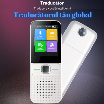 Traducator inteligent Vocal Digital Bidirectional cu peste 137 Limbi Online si Offline, VisionHub®, Translator in timp real, voce, text, fotografii, Wi-fi, ecran tactil de 2,4 inchi, 8Gb, Alb