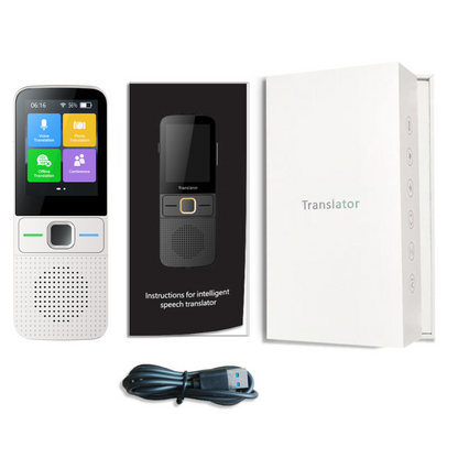Traducator inteligent Vocal Digital Bidirectional cu peste 137 Limbi Online si Offline, VisionHub®, Translator in timp real, voce, text, fotografii, Wi-fi, ecran tactil de 2,4 inchi, 8Gb, Alb
