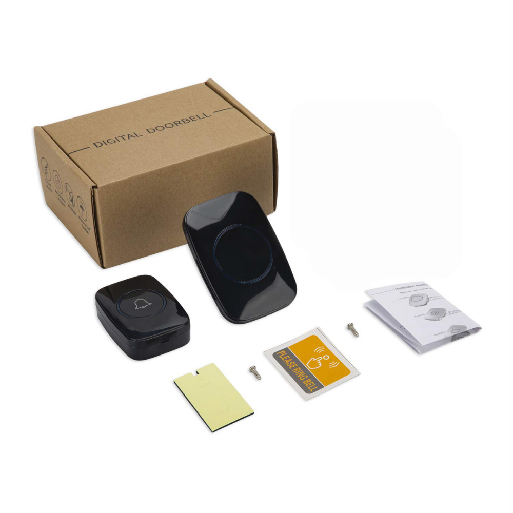 Sonerie Wireless cu Buton impermeabil, VisionHub®, Rezistenta la apa, Volum reglabil cu 5 Trepte, semnalizare cu LED, fara Fir, Raza mare de actiune, Negru