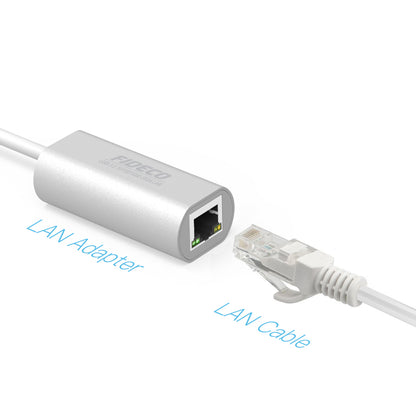Adaptor Placa Retea USB-C, FIDECO, Type-C, USB 3.0, 5Gbps, Placa de retea externa Gigabit Ethernet RJ-45, 10/100 Mbps, din Aluminiu, Gri