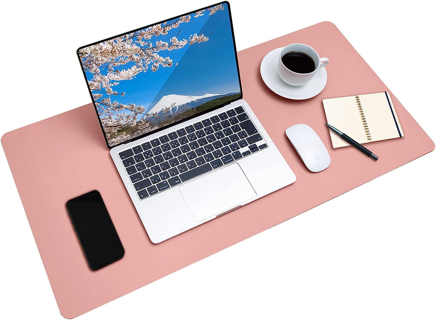 MousePad mare, din Piele PU pentru protectie birou, VisionHub®, Suprafata moale, Impermeabil, Baza Anti-Alunecare, 80x40cm, Roz