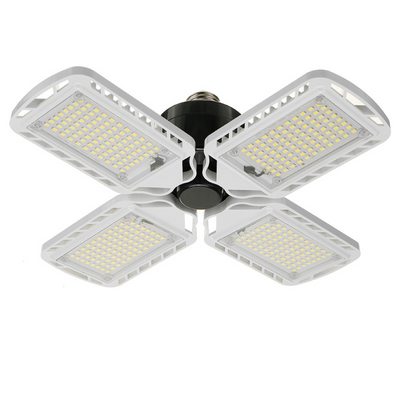 Lampa LED cu 4 brate mobile ajustabile, VisionHub®, putere 60W, Bec Iluminare pentru interior Garaj/Depozit/Atelier, 4 aripi Pliabile cu 352 LED-uri, flux luminos 7200lm, lumina alba rece 6500K
