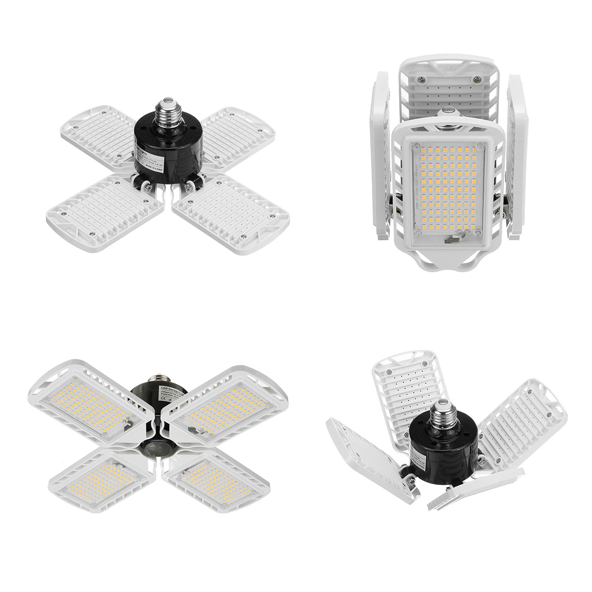 Lampa LED cu 4 brate mobile ajustabile, VisionHub®, putere 60W, Bec Iluminare pentru interior Garaj/Depozit/Atelier, 4 aripi Pliabile cu 352 LED-uri, flux luminos 7200lm, lumina alba rece 6500K