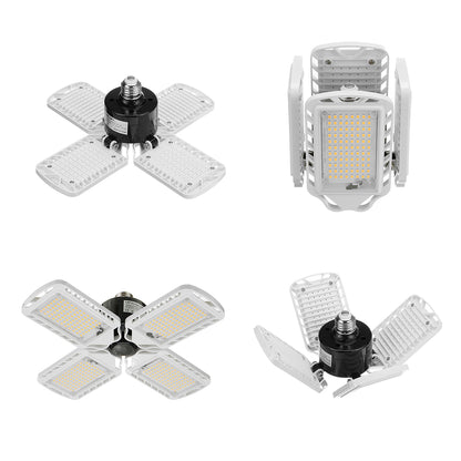 Lampa LED cu 4 brate mobile ajustabile, VisionHub®, putere 60W, Bec Iluminare pentru interior Garaj/Depozit/Atelier, 4 aripi Pliabile cu 352 LED-uri, flux luminos 7200lm, lumina alba rece 6500K
