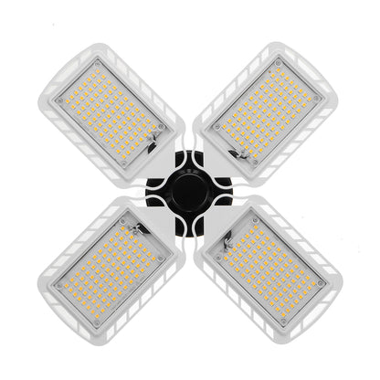 Lampa LED cu 4 brate mobile ajustabile, VisionHub®, putere 60W, Bec Iluminare pentru interior Garaj/Depozit/Atelier, 4 aripi Pliabile cu 352 LED-uri, flux luminos 7200lm, lumina alba rece 6500K