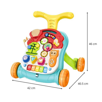 Antemergator Multifunctional 2 in 1, cu Centru de Activitati Educational si Telecomanda cu melodii, Masuta interactiva detasabila, Multiple Moduri de joaca, cu Sunete si Lumini, Multicolor