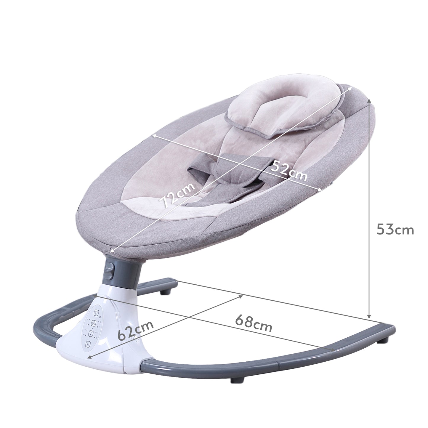 Leagan Electric Multifunctional Pentru Bebelusi, VisionHub®, Conexiune Bluetooth, Telecomanda, Reglabil cu 4 viteze, Jucarii si Melodii, Balansoar Copii cu Acoperis Rabatabil si Plasa Protectie Tantari, Gri