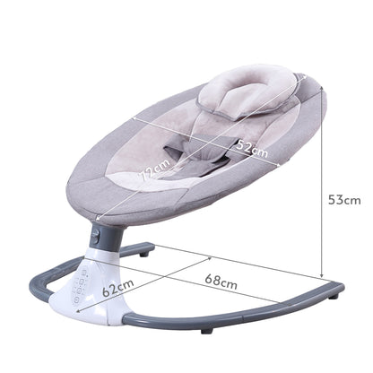 Leagan Electric Multifunctional Pentru Bebelusi, VisionHub®, Conexiune Bluetooth, Telecomanda, Reglabil cu 4 viteze, Jucarii si Melodii, Balansoar Copii cu Acoperis Rabatabil si Plasa Protectie Tantari, Gri