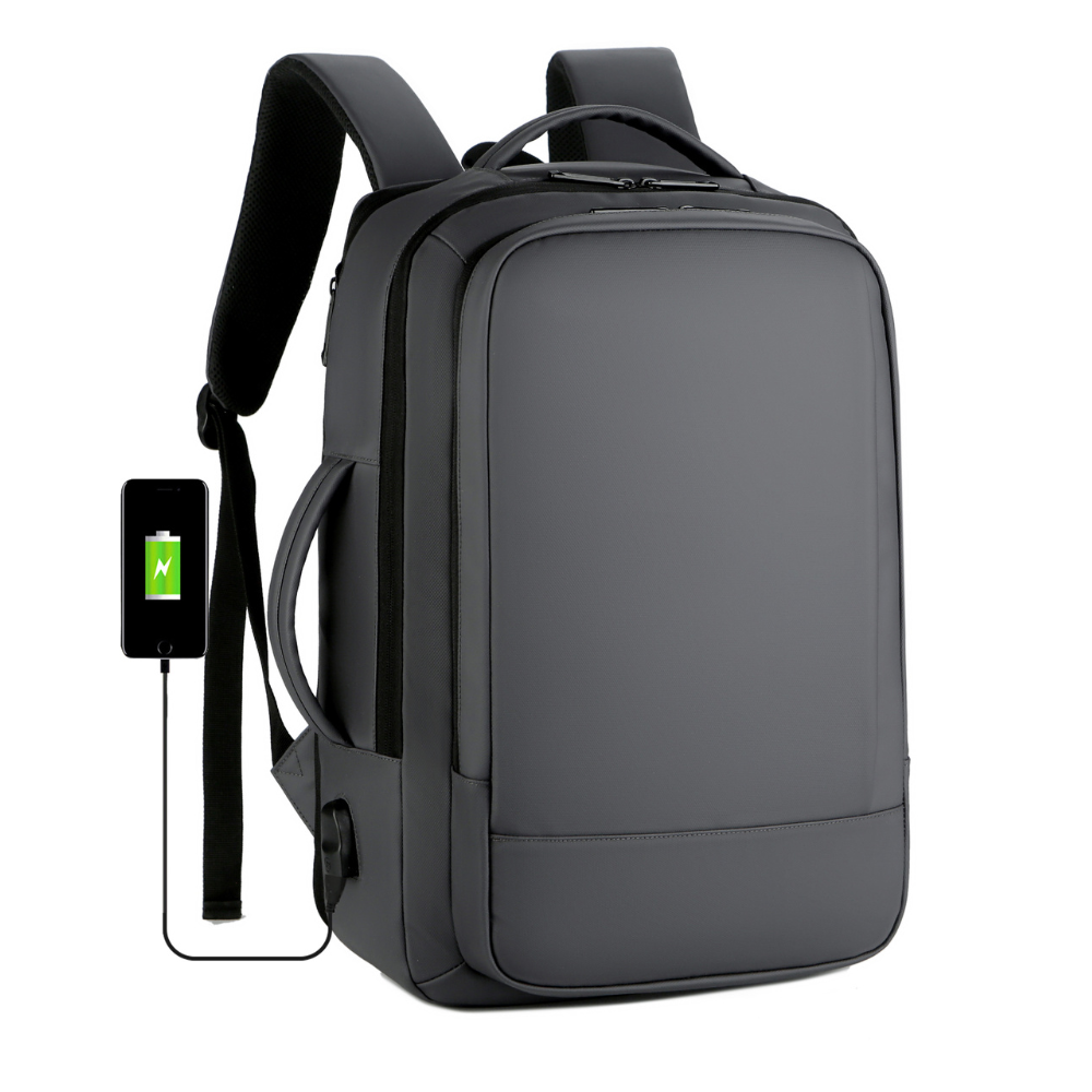 Rucsac multifunctional, Rezistent la apa, respirabil si spatios, cu Port de incarcare USB, smart casual pentru Business/ Calatorii si Laptop 15,6 inchi, VisionHub, 44cm X 32cm, Gri