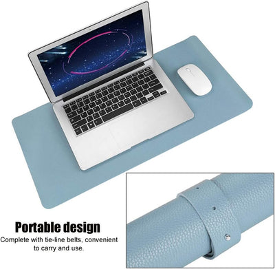 MousePad mare, din Piele PU pentru protectie birou, VisionHub®, Suprafata moale, Impermeabil, Baza Anti-Alunecare, 80x40cm, Albastru