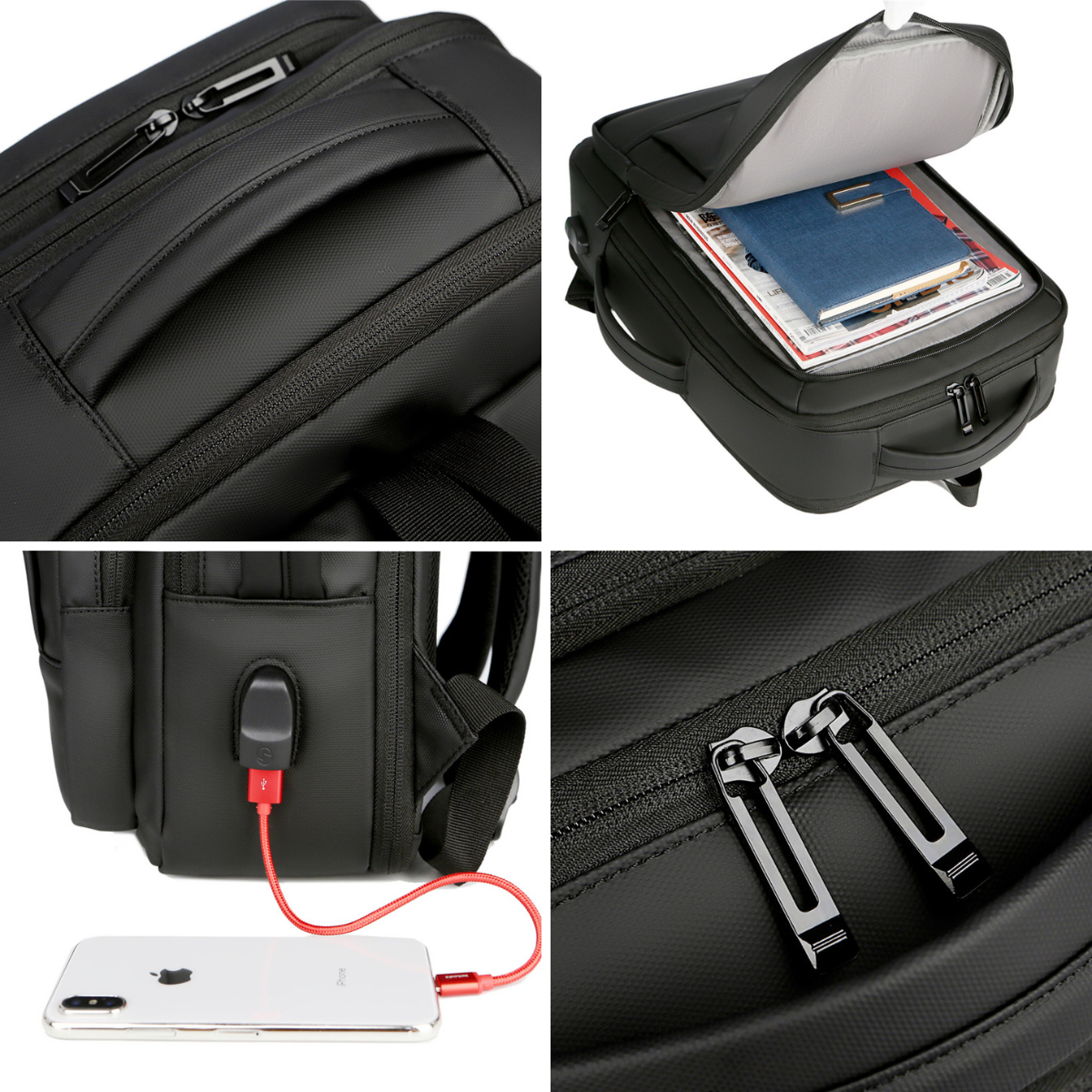 Rucsac multifunctional, Rezistent la apa, respirabil si spatios, cu Port de incarcare USB, smart casual pentru Business/ Calatorii si Laptop 15,6 inchi, VisionHub, 44cm X 32cm, Gri