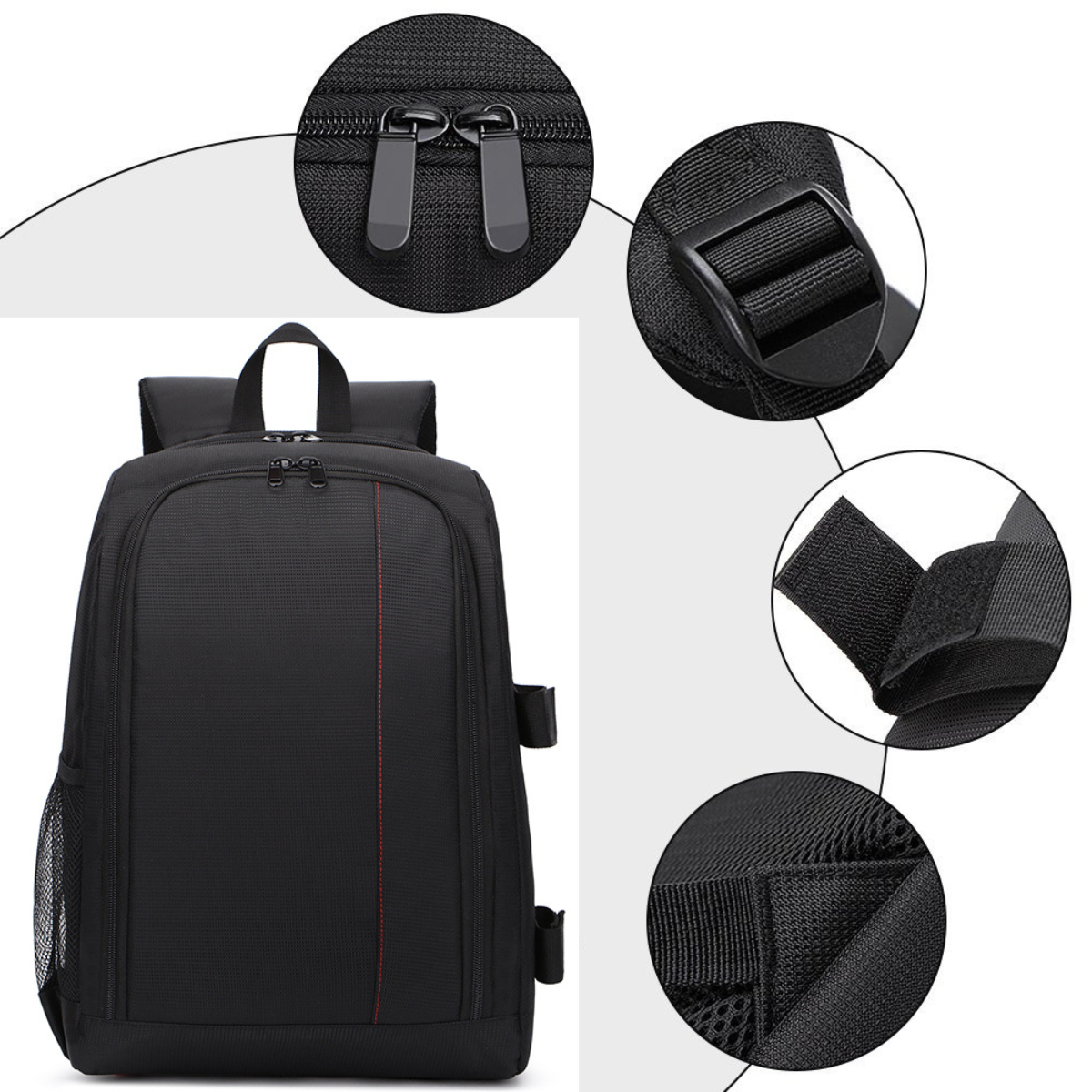Rucsac camera Foto, VisionHub®, Geanta pentru Camere Profesionale DSLR - Mirrorless, Camera Sport, Drona, Suport Trepied, obiective si accesorii, Laptop, Husa impermeabila, 30cm x 45cm, Negru Rosu