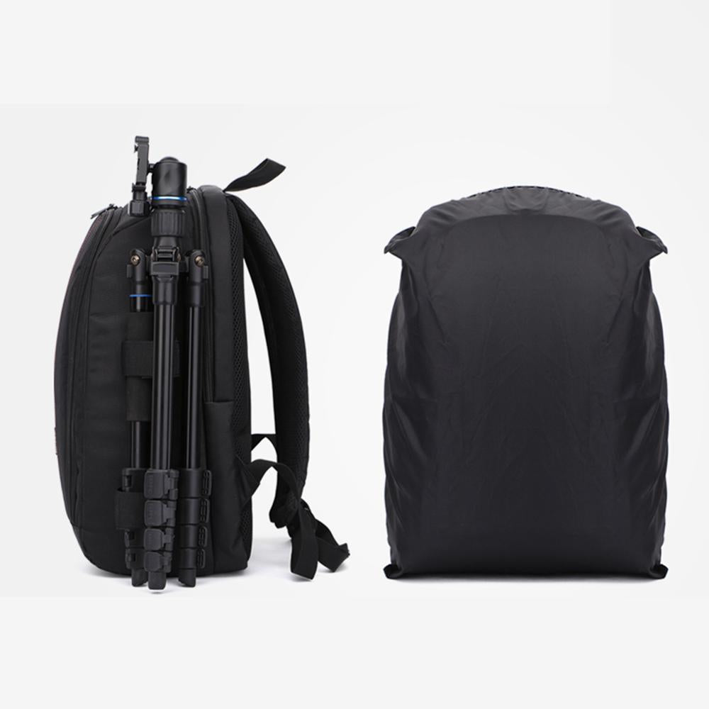 Rucsac camera Foto, VisionHub®, Geanta pentru Camere Profesionale DSLR - Mirrorless, Camera Sport, Drona, Suport Trepied, obiective si accesorii, Laptop, Husa impermeabila, 30cm x 45cm, Negru Rosu