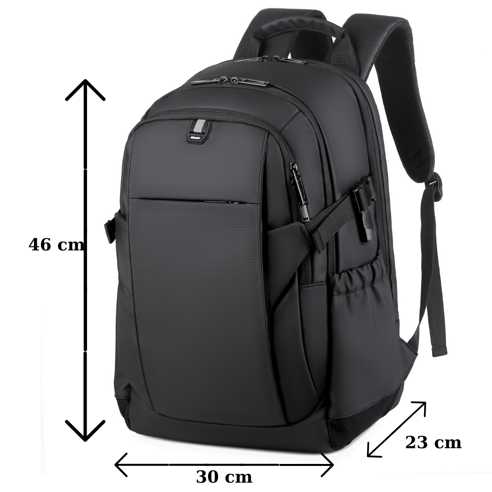 Rucsac multifunctional, Rezistent la apa, cu Port de incarcare USB, smart casual pentru Business/ Calatorii si Laptop 15,6 inchi, VisionHub, 30cm X 45cm, Negru
