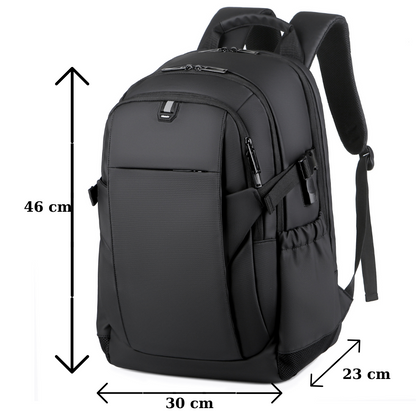 Rucsac multifunctional, Rezistent la apa, cu Port de incarcare USB, smart casual pentru Business/ Calatorii si Laptop 15,6 inchi, VisionHub, 30cm X 45cm, Negru