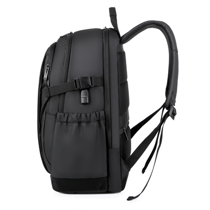 Rucsac multifunctional, Rezistent la apa, cu Port de incarcare USB, smart casual pentru Business/ Calatorii si Laptop 15,6 inchi, VisionHub, 30cm X 45cm, Negru