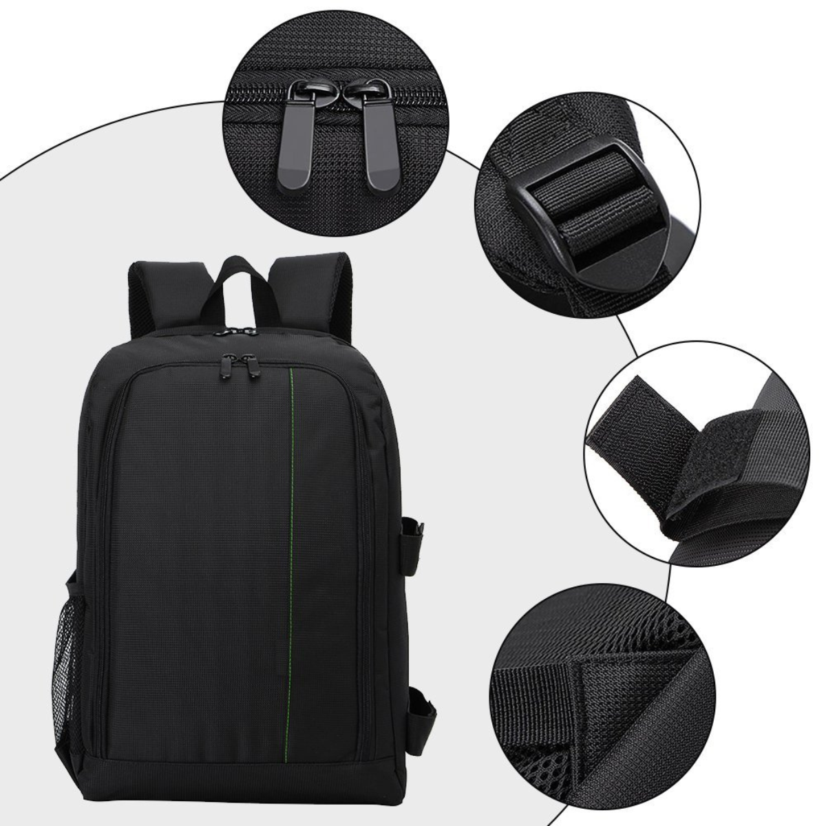 Rucsac camera Foto, VisionHub®, Pentru Camere Profesionale DSLR - Mirrorless, Camera Sport, Drona, Suport Trepied, obiective si accesorii, Laptop, Husa impermeabila, 30cm x 45cm, Negru Verde
