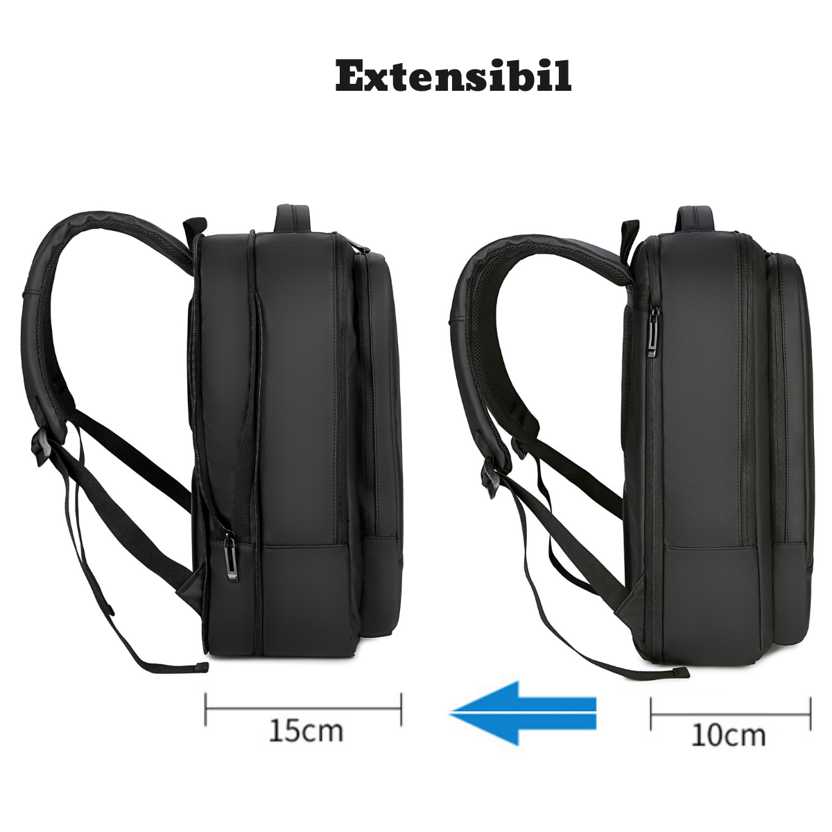 Rucsac multifunctional, Rezistent la apa, respirabil si spatios, cu Port de incarcare USB, smart casual pentru Business/ Calatorii si Laptop 15,6 inchi, VisionHub, 44cm X 32cm, Negru