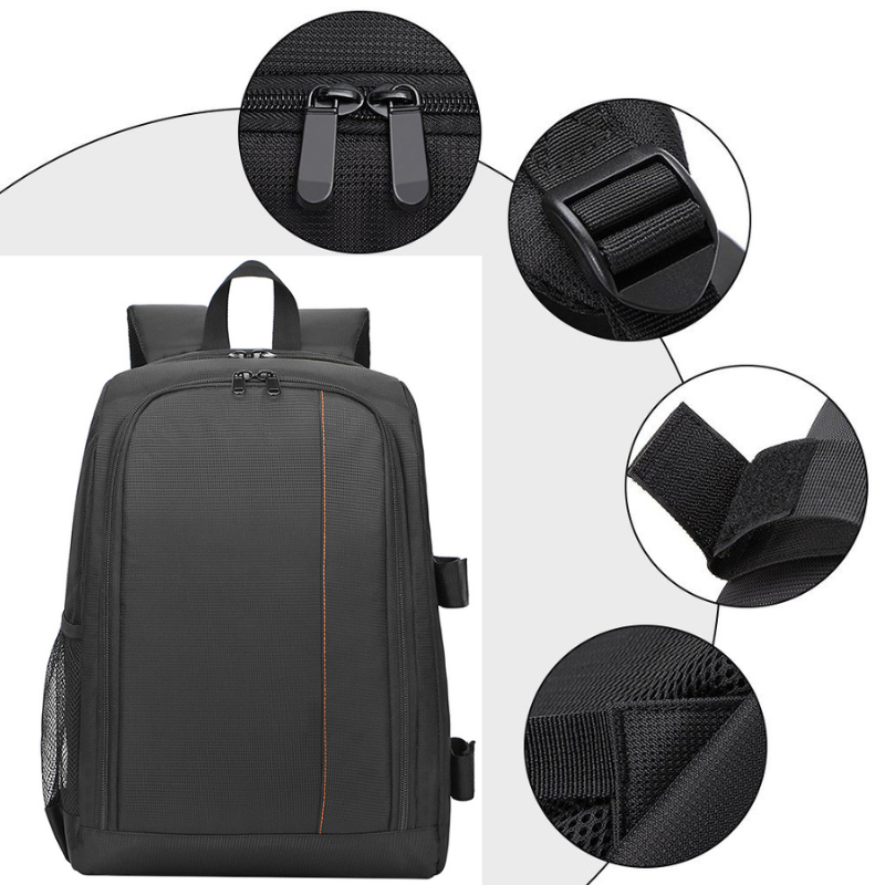 Rucsac Foto, VisionHub®, Pentru Camere Profesionale DSLR - Mirrorless, Camera Sport, Drona, Suport Trepied, Husa impermeabila, 30cm x 45cm, Negru Portocaliu