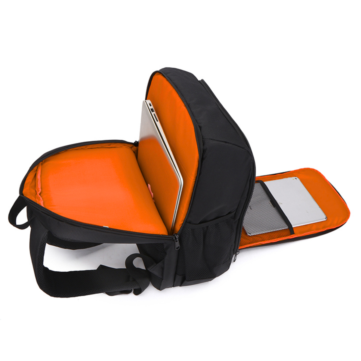 Rucsac Foto, VisionHub®, Pentru Camere Profesionale DSLR - Mirrorless, Camera Sport, Drona, Suport Trepied, Husa impermeabila, 30cm x 45cm, Negru Portocaliu