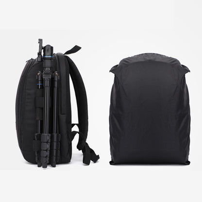 Rucsac Foto, VisionHub®, Pentru Camere Profesionale DSLR - Mirrorless, Camera Sport, Drona, Suport Trepied, Husa impermeabila, 30cm x 45cm, Negru Portocaliu