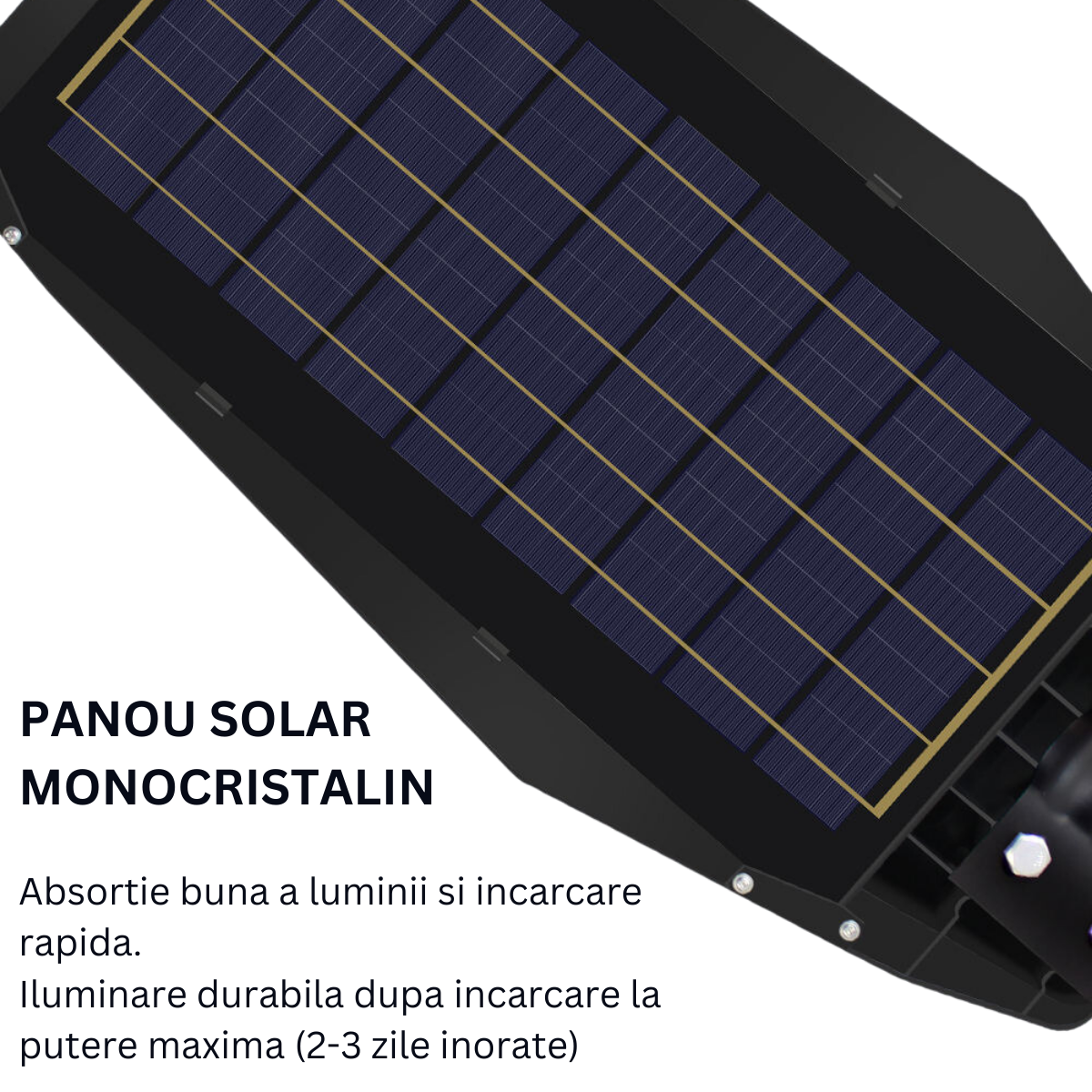 Lampa Solara Stradala 300W, VisionHub®, Proiector cu 600 LED-uri in 15 Casete, Incarcare cu Panou Solar incorporat, Telecomanda, cu Senzor de Miscare, Rezistenta IP67 la Apa, Suport metalic inclus, Negru