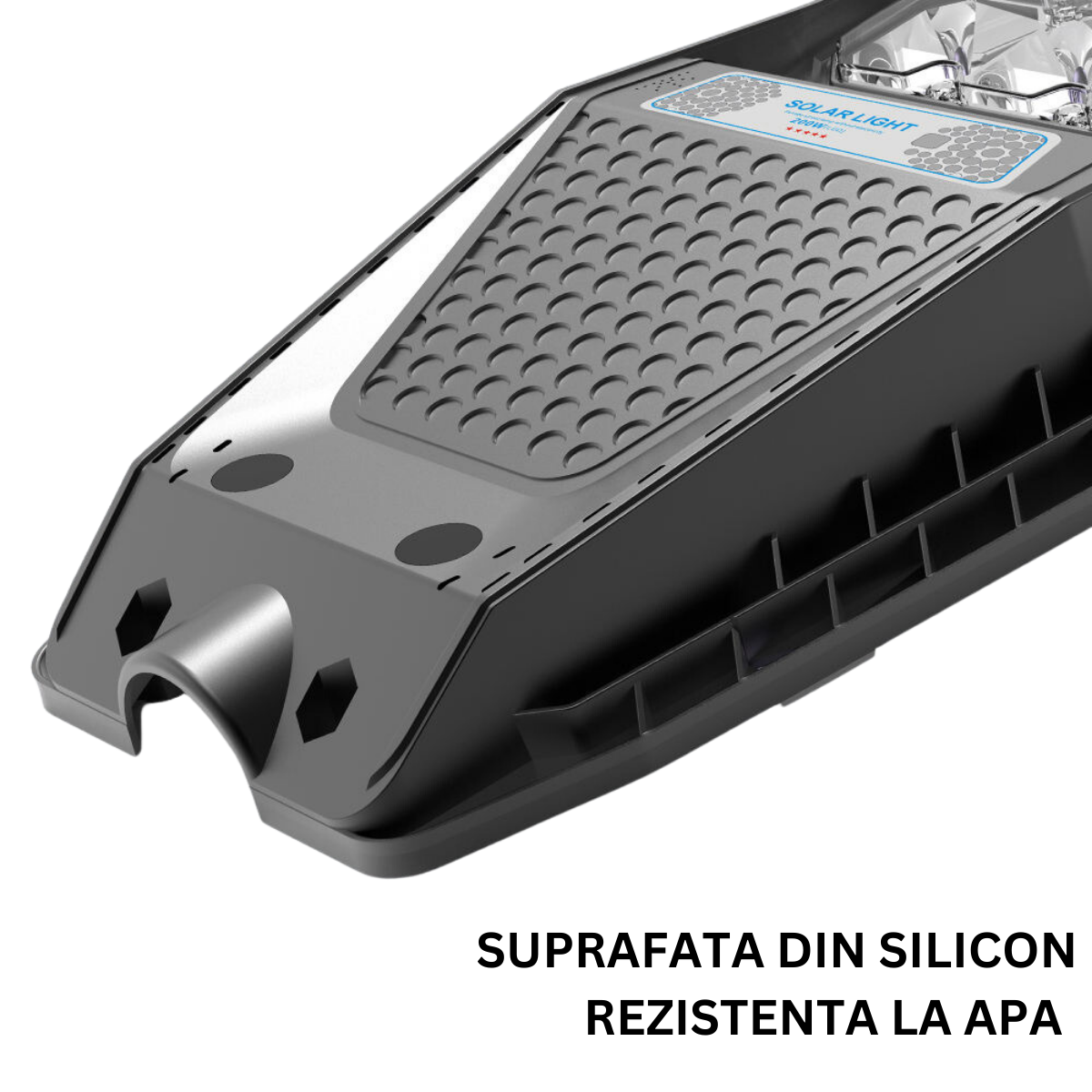Lampa Solara Stradala 300W, VisionHub®, Proiector cu 600 LED-uri in 15 Casete, Incarcare cu Panou Solar incorporat, Telecomanda, cu Senzor de Miscare, Rezistenta IP67 la Apa, Suport metalic inclus, Negru