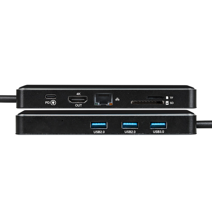 Hub USB portabil de andocare multifunctional, VisionHub®, 8 in 1 USB C, Port Internet, Cititor de carduri SD/TF, HDMI 4k, UBS 3.0, RGB cu luminare LED din aluminiu, pentru laptop